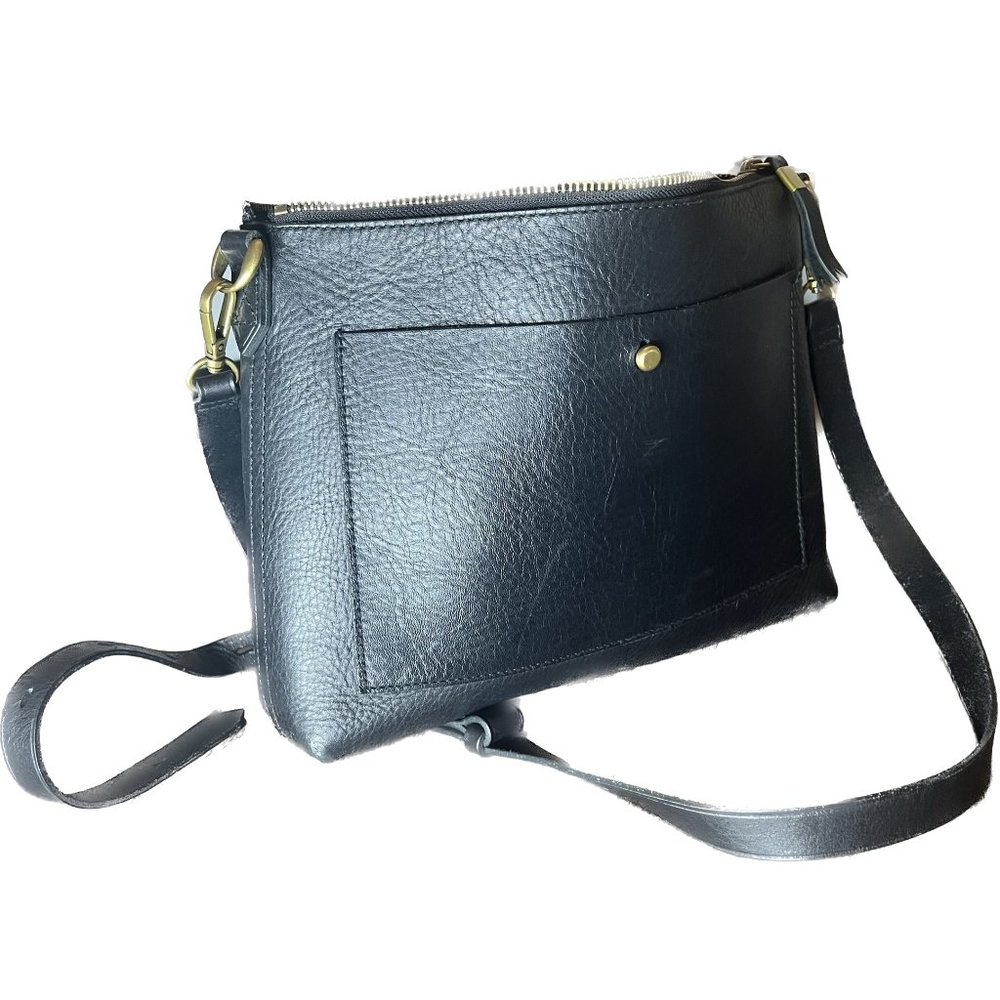 Black Leather Madewell 'The Transport Shoulder Crossbody' Bag - Picture 1 of 2